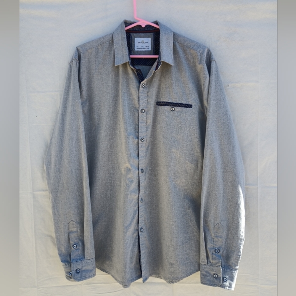 Craft+Flow Button-Up Long Sleeve Dress Shirt Men's L Gray